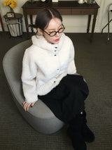 Foaming High Neck Poggle Fur Hooded Jacket (3c)