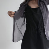 [Heronte] Satin See-Through Long-Sleeved Shirt - 4 colors