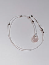rose quarts vintage leather necklace