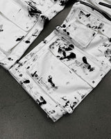 ウォッシュ-デニムカーゴパンツマルチポケット (ホワイト)