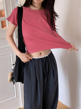 ND Basic Rib Crop Short Sleeve T-shirt (6color)