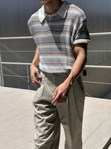 [S/S]インコネクトストライプカラハーフニット(3color)