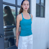 Slim Ribbed Tank Top_Teal Blue