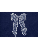 Rosalie Lace Ribbon Print Short Sleeve T-Shirt Navy