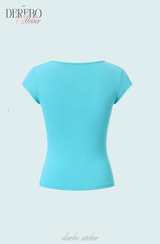 Mood Lace V Mint Short-Sleeved Top
