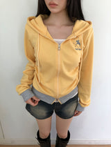 Bebon Horse Contrast Hooded Zip-Up