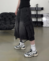 Daken Distressed Cargo Denim Bermuda