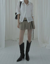 Bowty Pleated Button Skirt Pants