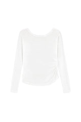 Powder sheer ribbon long sleeve, White