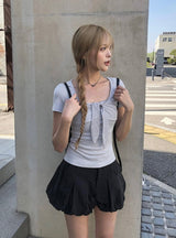 ナーディ チェックタイ シャーリング スリム ショートスリーブ Tシャツ