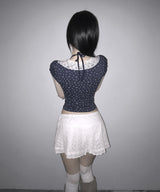 フローラル パフ レース Tシャツ (3colors)