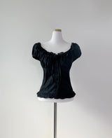 Yuka lace flare black blouse