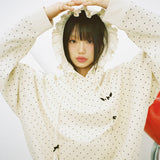 Dot Ruffle Hoodie - IVORY