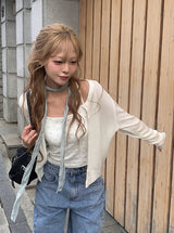 リングオン カット ウォッシング デニム ワイドパンツ