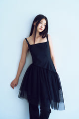 アンバランスバックルバックレスドレス_black