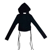 Side shirring crop hoodie
