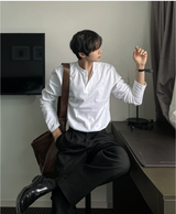 cosyharu ヘンリーネック ボンド長袖シャツ