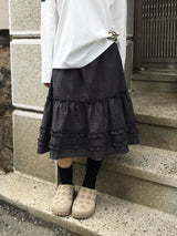 Ello Check Frill Midi Skirt (2c)