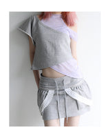  LAYERED SWEAT TOP GREY