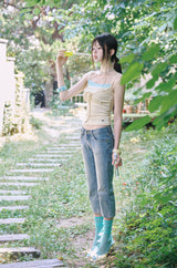[MADE] Fromdi Ribbon Shirred Lace Sleeveless