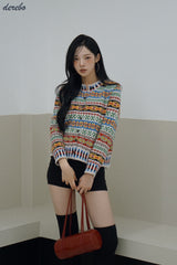 Nordic round knit cardigan