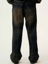 ICONIC WHISKER-CREASED WASHED STRAIGHT-LEG JEANS