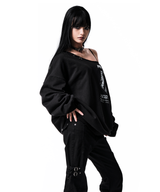 91 CREST PIERCING ONE-SHOULDER SWEATSHIRT BLACK
