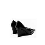 Colorful Bridge丨Crucifix Cross Series Black Wedge Heels Women's Shoes