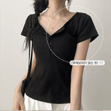 Daily💭Slim Fit Cloud Button Henley Neck Short Sleeve T (6 colors)