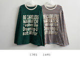 ロゼカラーダンガラカラーマッチングレタリングルーズフィットロングスリーブTシャツ