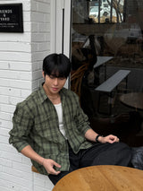 Enter checkered cropped shirt