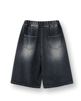 Epearl pintuck Bermuda denim pants