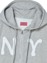 NY アップリケSSフードジップアップ GREY