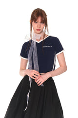V LINE SPORTY T-SHIRTS (NAVY)