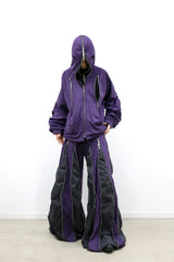 RELABEL (Split Dream) Multi-Zip Reversible Patchwork Adjustable Multi-Style Wear Cut-Out Four-Zip Patchwork Sweatpants