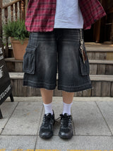 Shadow Denim Cargo Bermuda Shorts (2 Colors)