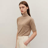 HALF TURTLE-NECK T SHIRT BEIGE