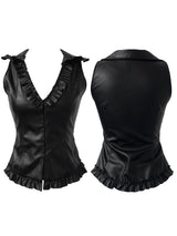 rock chic leather frill bustier