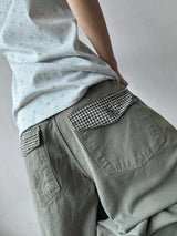 Back Check Pocket Cotton Balloon Fit Pants 5color