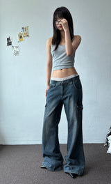 Semi Heart Side Cargo Loose Bootcut Pants 3color