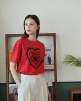 ハートプリントTシャツ [RED]