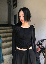  STRAP TIE BUTTON CARDIGAN