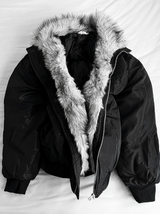 Shaggy Deep Black Winter Jumper + White Silver Black Fur