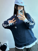 ヒップツーラインナンバーリングロゴスリーブTシャツ💙🤍🖤3カラー