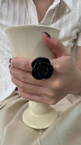 Black rose bold ring