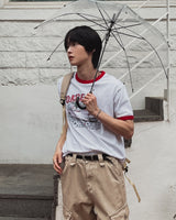 ドレーププリントリンガーハーフスリーブTシャツ