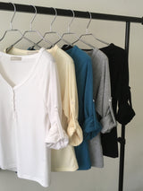 Adam V-Neck Roll-Up Long-Sleeve T-Shirt