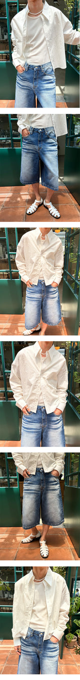 [Unisex] ウォッシュルーズクロップシャツ（4color）