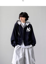 Applique クロップフードジップアップ