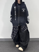 ノンフェイドチェックレイヤードデニムパンツ